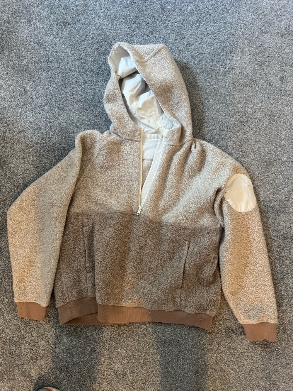 Outdoor Voices Cream Sherpa Half-Zip Hoodie Jacket